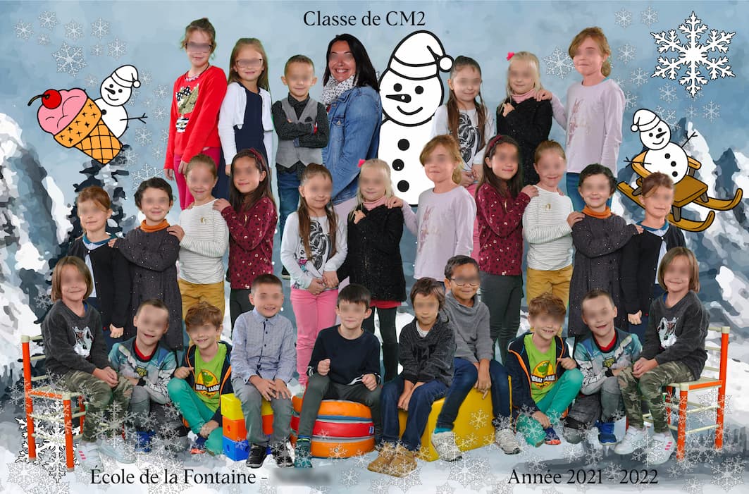 Photo de classe avec montage noel